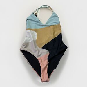 Mara Hoffman One Piece Swimsuit Colorblock Halter Eco Nylon UPF 50+ Women’s XS